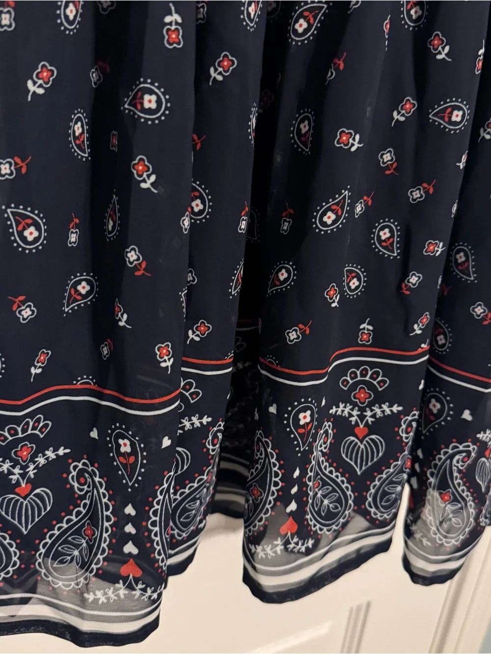 NWOT Blueberi Boulevard paisley bandana print red white blue bow lined